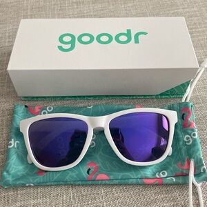 Goodr OG Polarized Sunglasses Side Scroll Eye Roll White